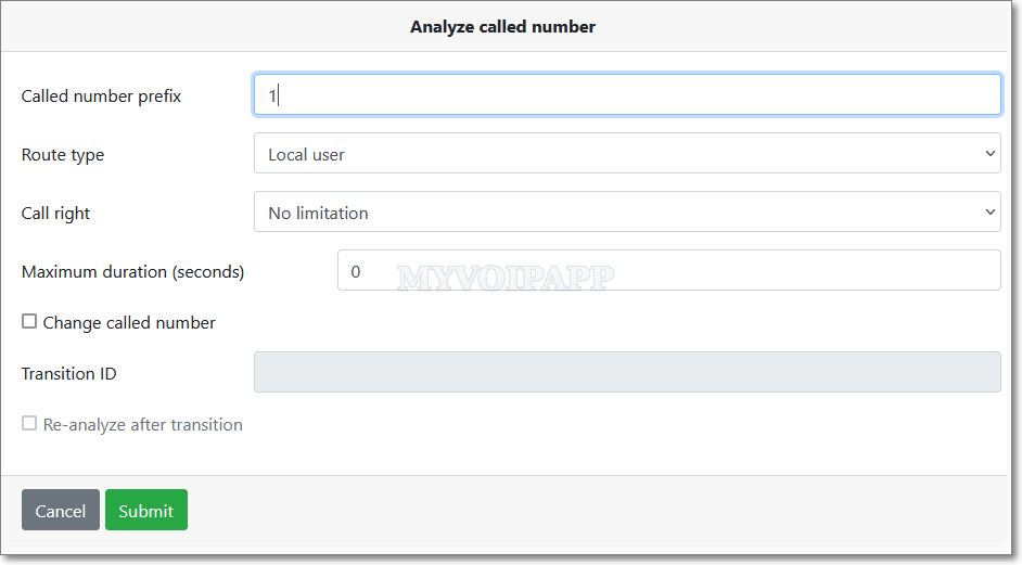 Analyze called number