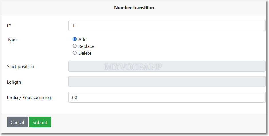 Number transition configuration