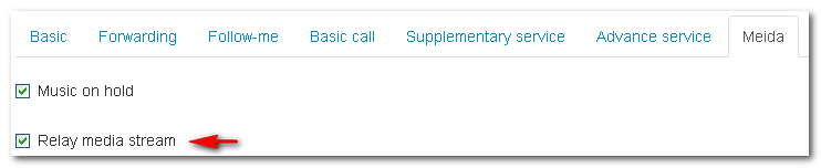 relay media configuration in local user