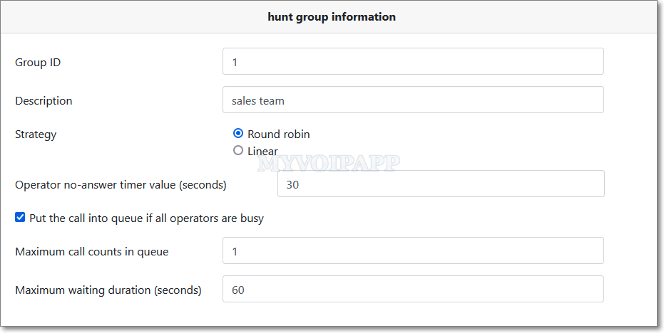 hunting group configuration