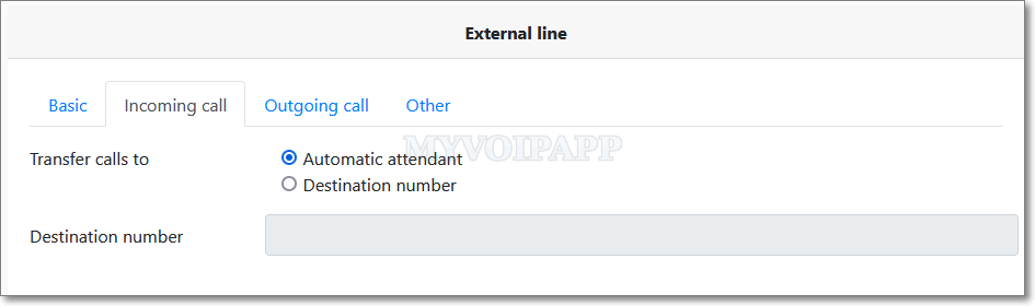 Incoming calls items of external line
