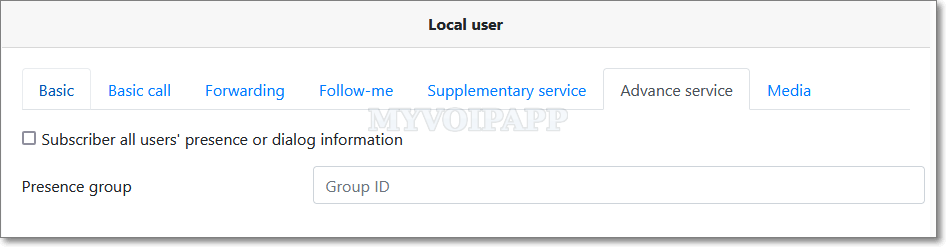 Advance service items of local user