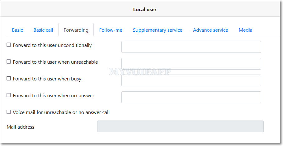 Forwarding items of local user