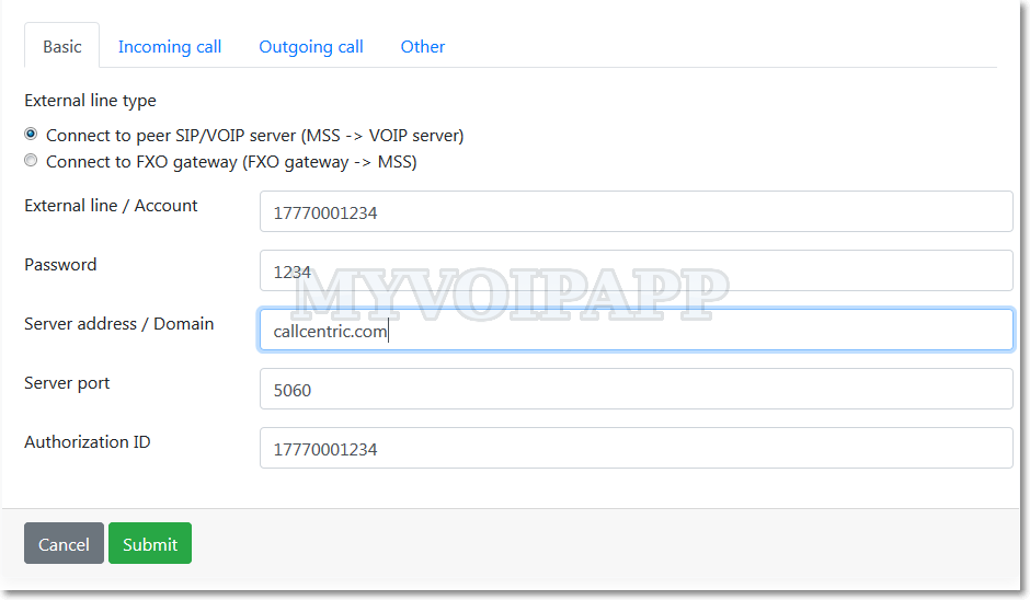 configure cloud-mss to work with call centric
