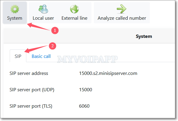 cloud miniSIPServer system information