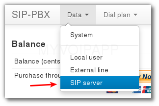 SIP server configuration