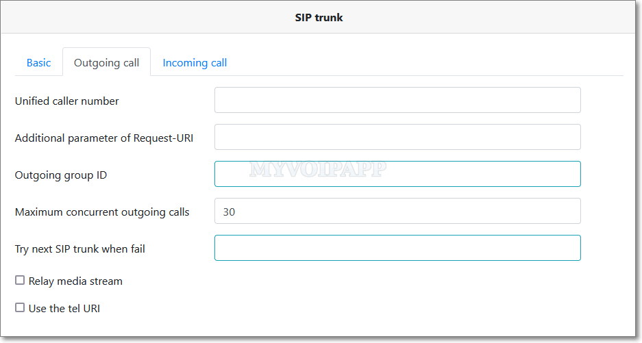 Outgoing call configuration